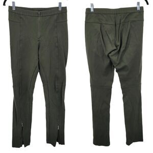 BCBGMaxAzria Christopher Olive Green Leggings Moto Pants M Zipper Detail Baddie